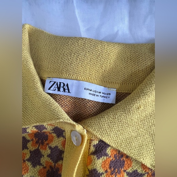 ZARA Mod Geo Floral Jacquard Knit Polo Dress – Size Medium - Picture 4 of 9